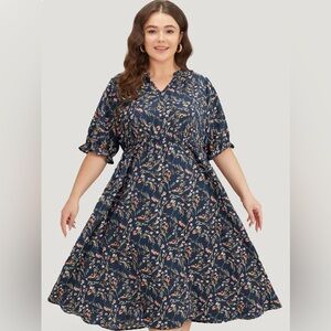 BloomChic Navy Floral Midi Dress